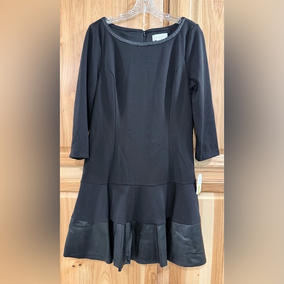 Jessica Simpson Dresses & Skirts - Elegant Timeless Minimalist Closet Staple Black Dress with Faux Leather Trim